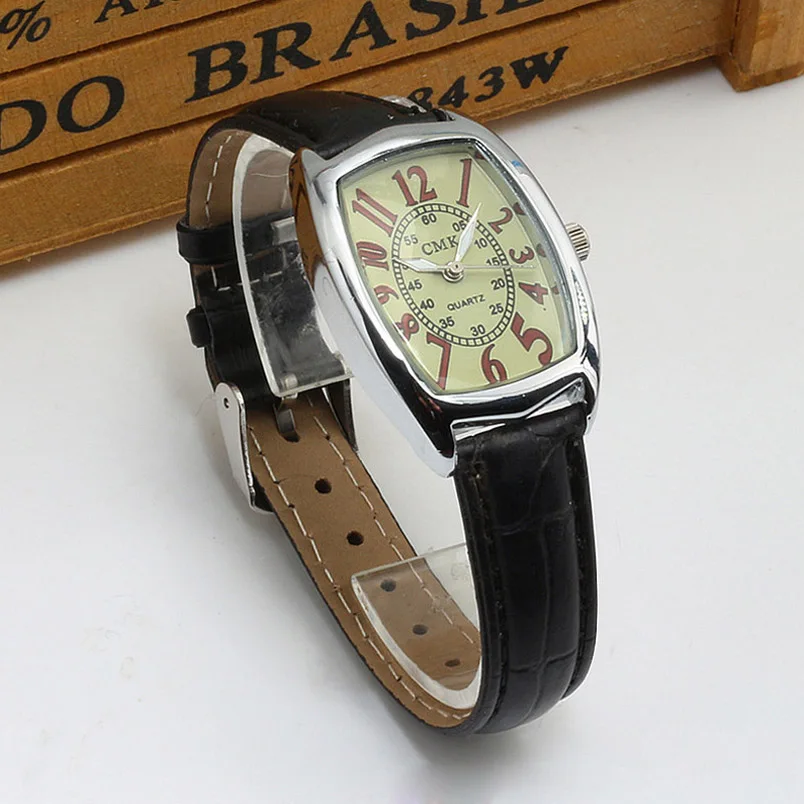 Ретро Tonneau женские кварцевые часы классические Reloj кожаный ремешок наручные