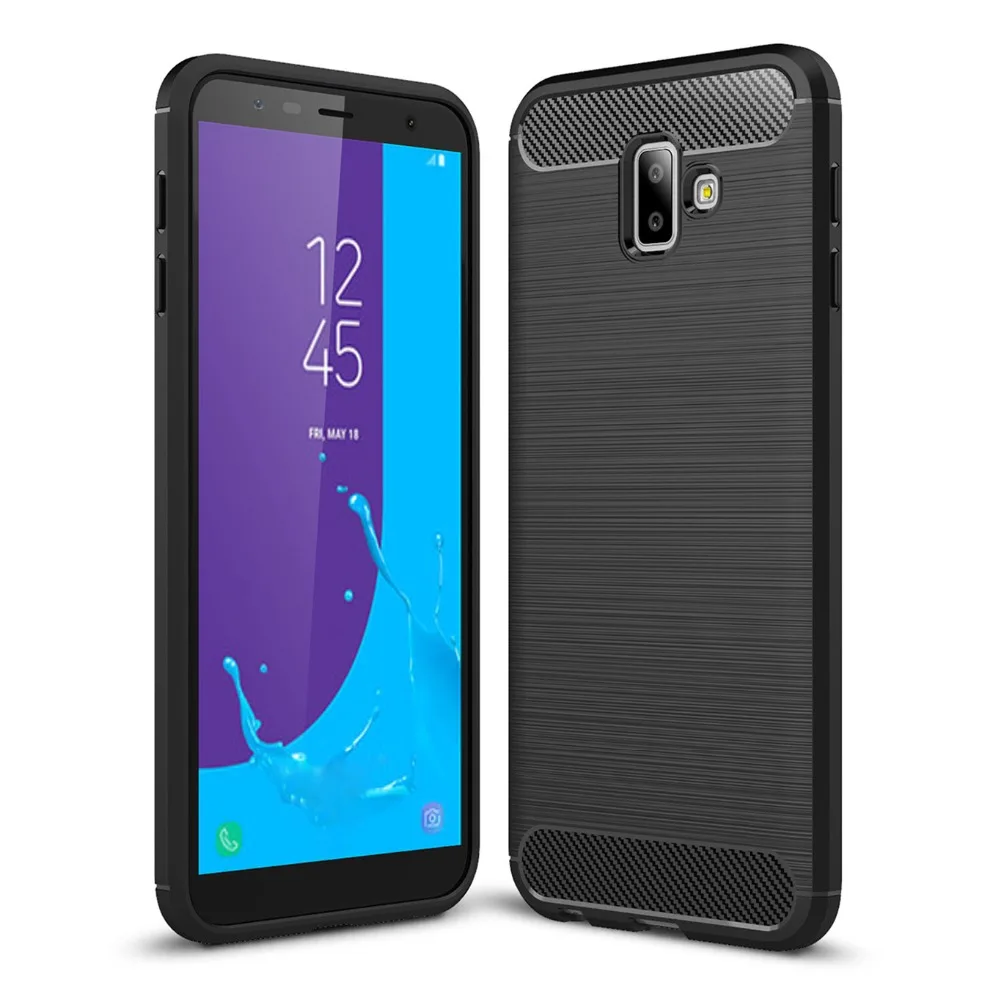 Чехол для Samsung Galaxy J6 Plus силиконовый чехол из углеродного волокна с полным