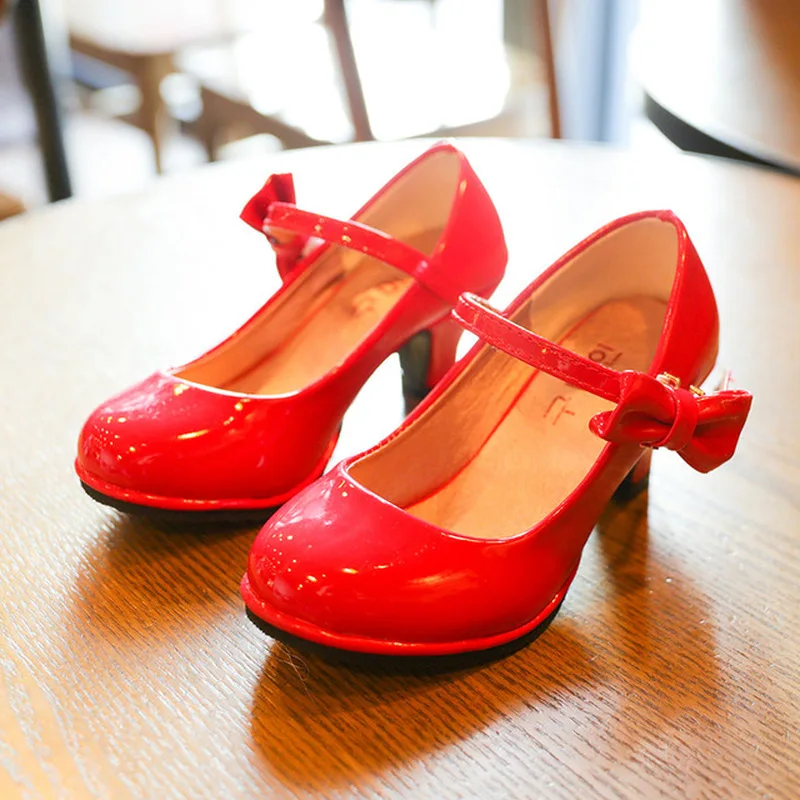 Toomien Girls Leather Shoes Autumn Bowtie Sandals 2018 New Children High Heels Princess Sweet For | Детская одежда и обувь
