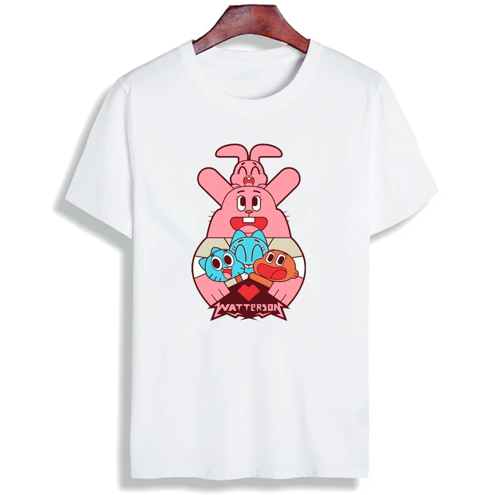 Мода Kawaii TShirt Gumball удивительный мир мультфильм печатных хлопок футболки Повседневная футболка с круглым вырезом унисекс