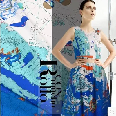 Женское платье супер высокого класса Компьютер цифровой синяя карта краски
