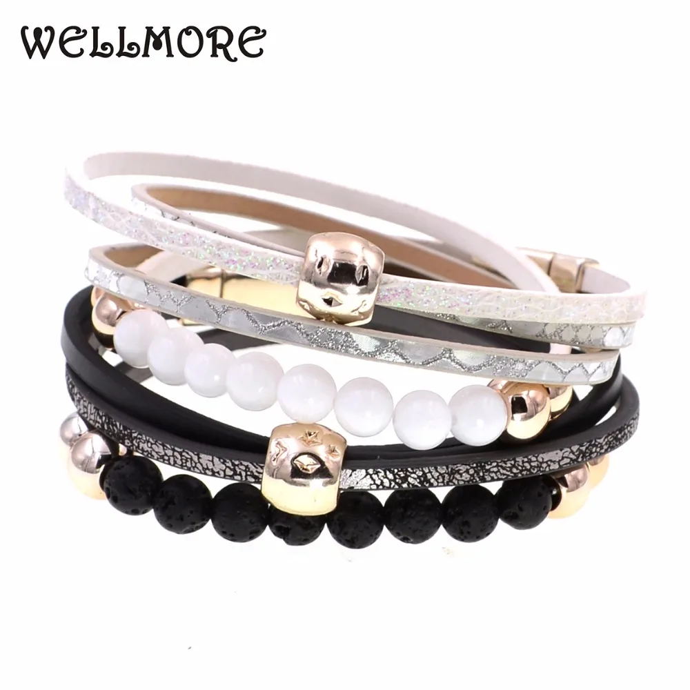 Женский Двухслойный Кожаный Браслет WELLMORE 2 шт./компл.|Браслеты с шармами| |