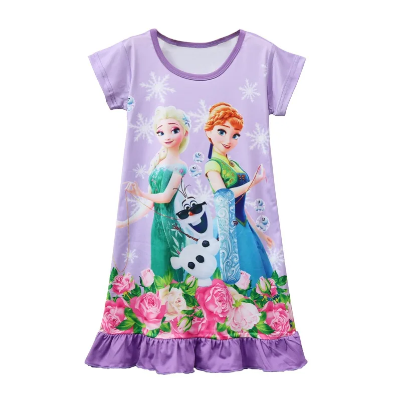 Disney princess robes summer girl nightdress baby nightgowns Frozen Elsa children's dress home clothing sleepwear pajamas top