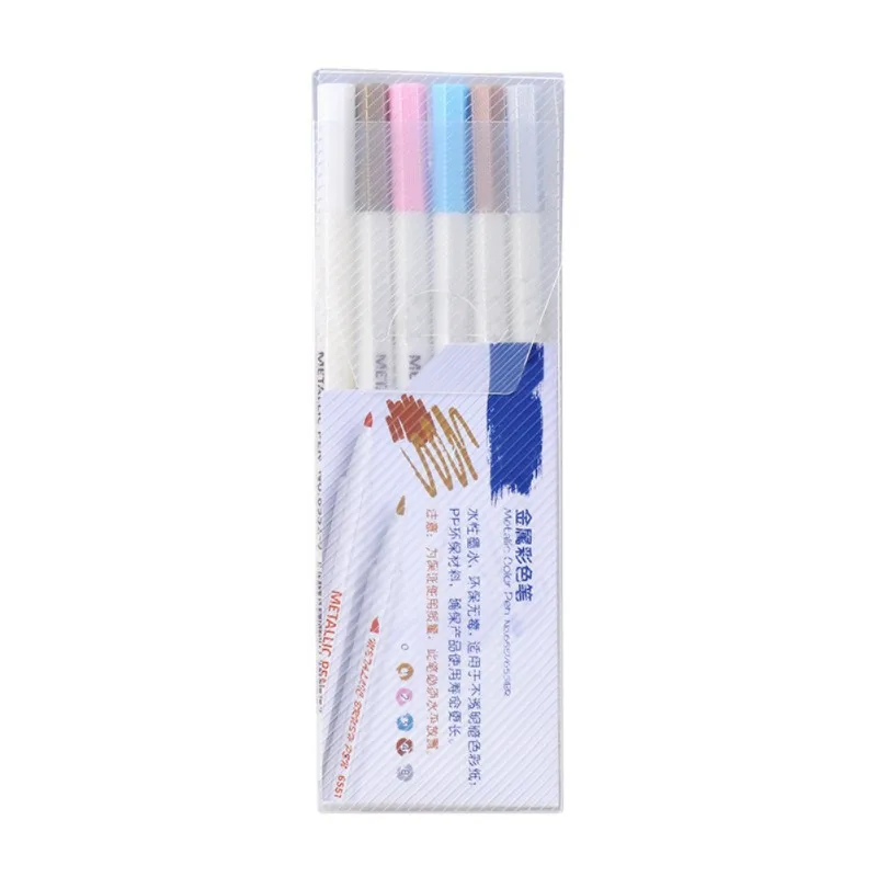 6pcs 10 Colors Metallic Markers Pens Set for Scrapbooking DIY Photo Album Card Making Calligraphy Doodling Liquid-Ink Round Tip - Цвет: 6pcs