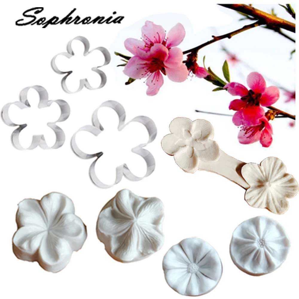 Слива и вишня лепесток цветущей персика силиконовая форма для помадки
