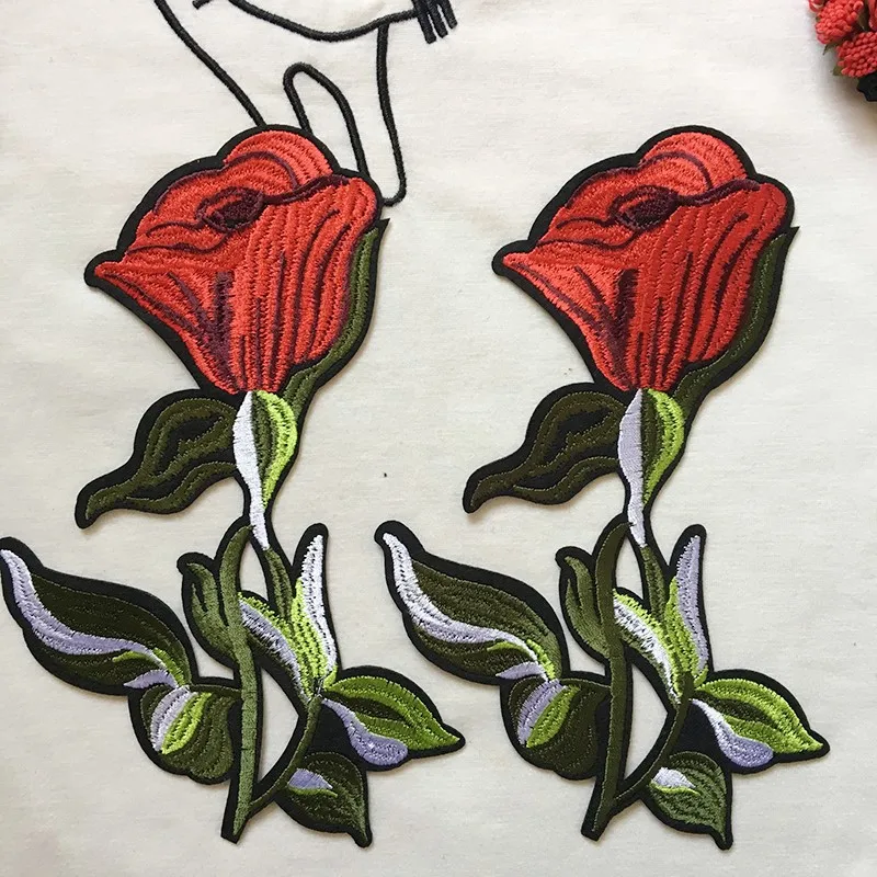 #L083 5PCS/1Lot Wholesale Embroidered Motif Flower Sew On Iron Rose Patches Applique DIY Lace Clothing Accessory | Дом и сад