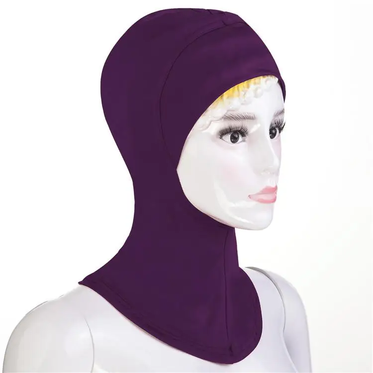 Dark Purple Мусульманская мягкая шапка под шарф, кепка, кепка, Кепка на шею, хиджаб, Амира, кепка для женщин, исламский ниндзя, Рамадан, крышка, молитва, Ближний Восток - Цвет: Dark Purple