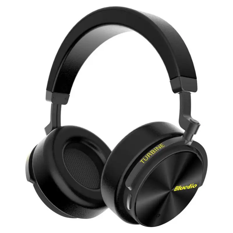Черный Новые беспроводные bluetooth-наушники Bluedio T5 с активным шумоподавлением, портативная гарнитура с микрофоном для телефонов и спорта - Цвет: Черный