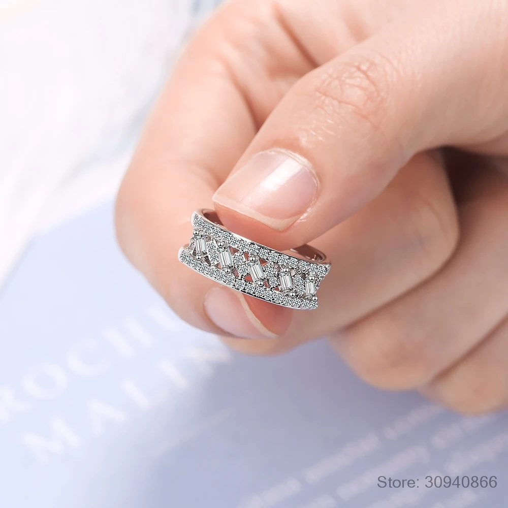 925 пробы, серебряное, роскошное, циркониевое, хрустальное, Двухслойное кольцо для женщин, хорошее ювелирное изделие, модное, открытое, регулируемое кольцо на палец