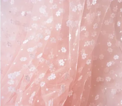 Pink A 200*150 см красивый маленький Fower Тюль флокированная ткань одежда вуаль украшение Материал DIY Ручная работа сетчатая ткань для шитья принадлежности D694 - Цвет: Pink A