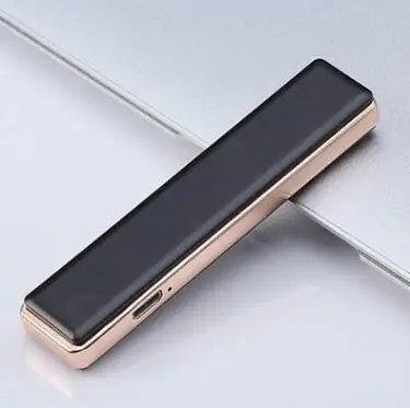black Тренд толпа usb ветрозащитная Зажигалка зарядка Личность Ультра-тонкий электронный прикуриватель для мужчин креативный на заказ - Цвет: black