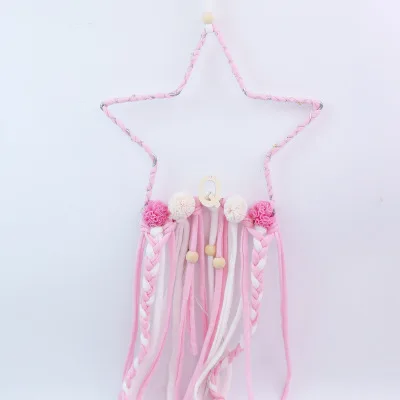 no light pink Красивая звезда кисточкой палатка висячая подвеска комната кровать стены Дерево Печать украшения INS реквизит Дети Рождественский подарок на день рождения - Цвет: no light pink