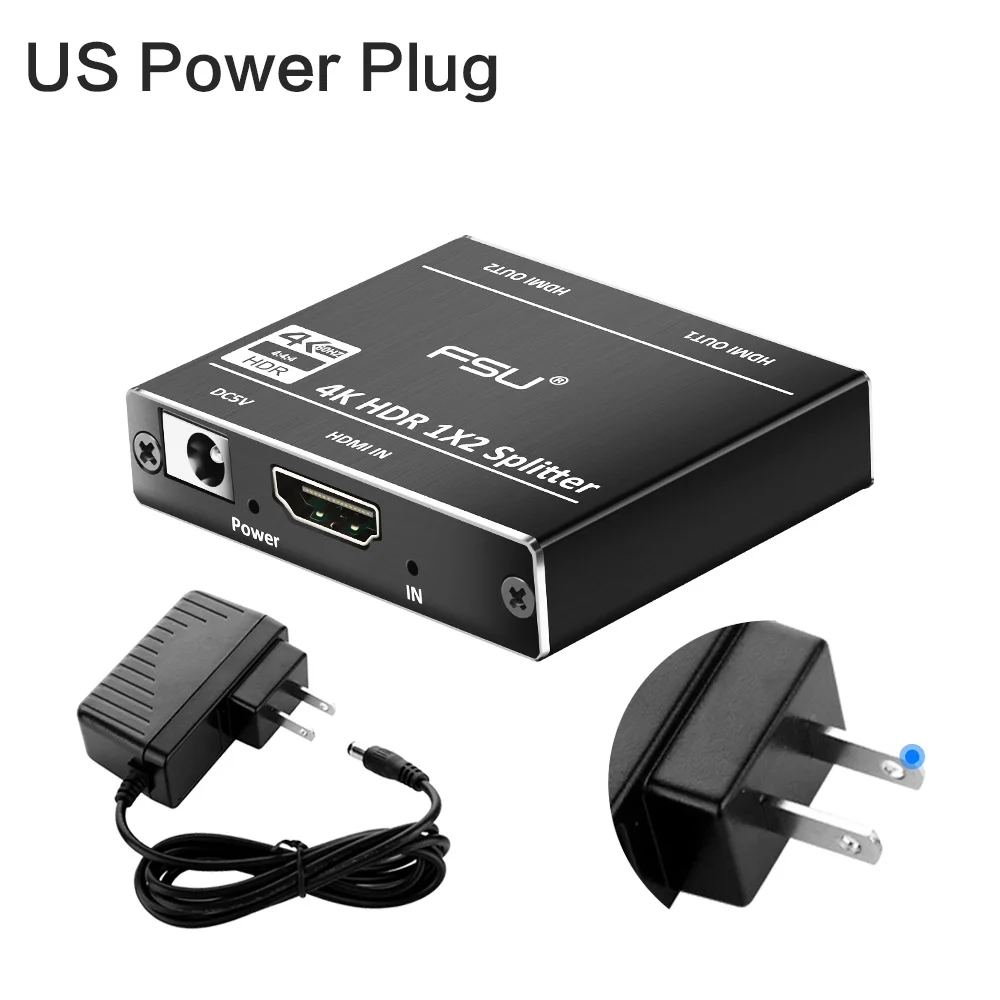 1 в 2 Выход HDMI сплиттер 2,0 адаптер 1x2 HDCP 2,2 4K 60Hz HDR HDMI коммутатор видео кабель для HDTV DVD PS4 xbox HDMI кабель - Цвет: US Power plug
