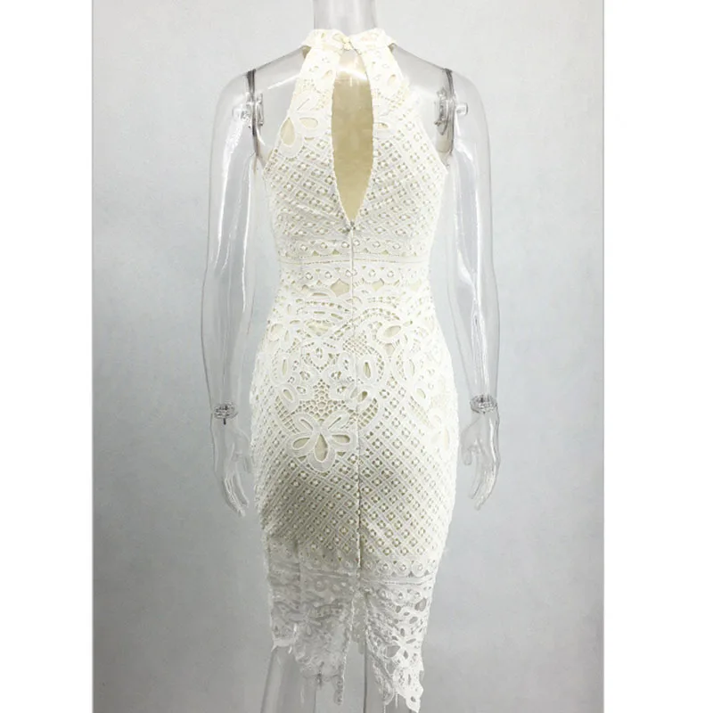 

Sexy white Lace Summer Dress women Backless sleeveless Nightclub Party see through dresses christmas elegant clothes vestido Hot