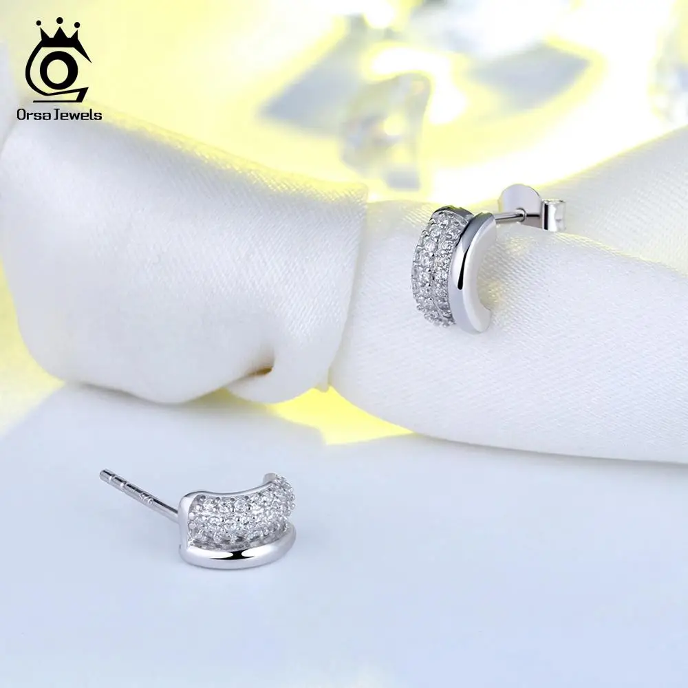 ORSA JEWELS, женские серьги-гвоздики, 925 пробы, серебро, маленький круг, 9 мм, серебряный цвет, рок стиль, женские Клубные вечерние ювелирные изделия, SE104