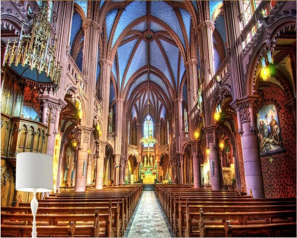 beibehang Custom wallpaper 3d murals Nordic simple beautiful church sofa background wall decorative painting mural | Обустройство