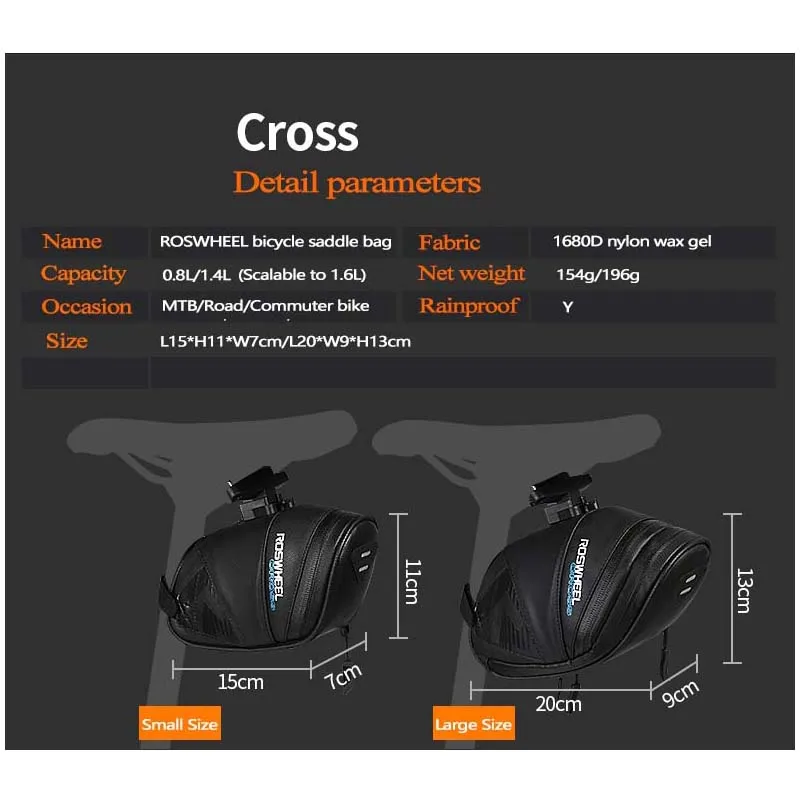 Велосумка ROSWHEEL непромокаемая сумка для дорожного и горного велосипеда седло на
