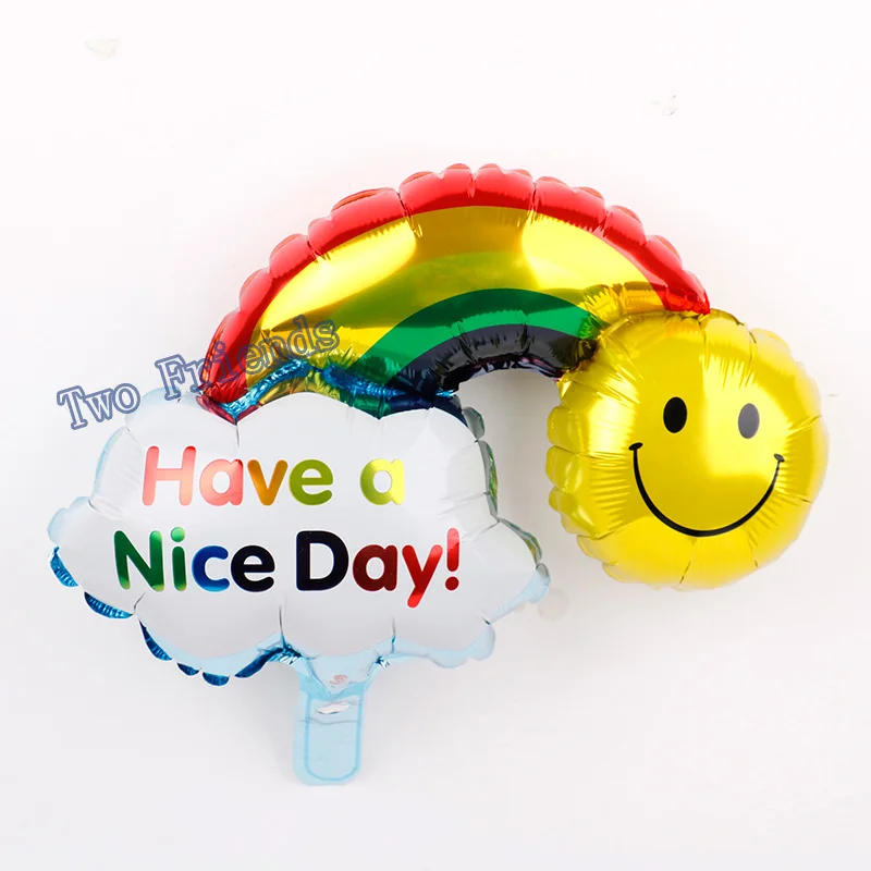 MN005B09 mini smile 1 шт., 18 дюймов, радужные воздушные шары из алюминиевой фольги с изображением улыбки и облака, украшения для дня рождения, свадьбы, детей, малышей, розовые, синие шары - Цвет: MN005B09 mini smile