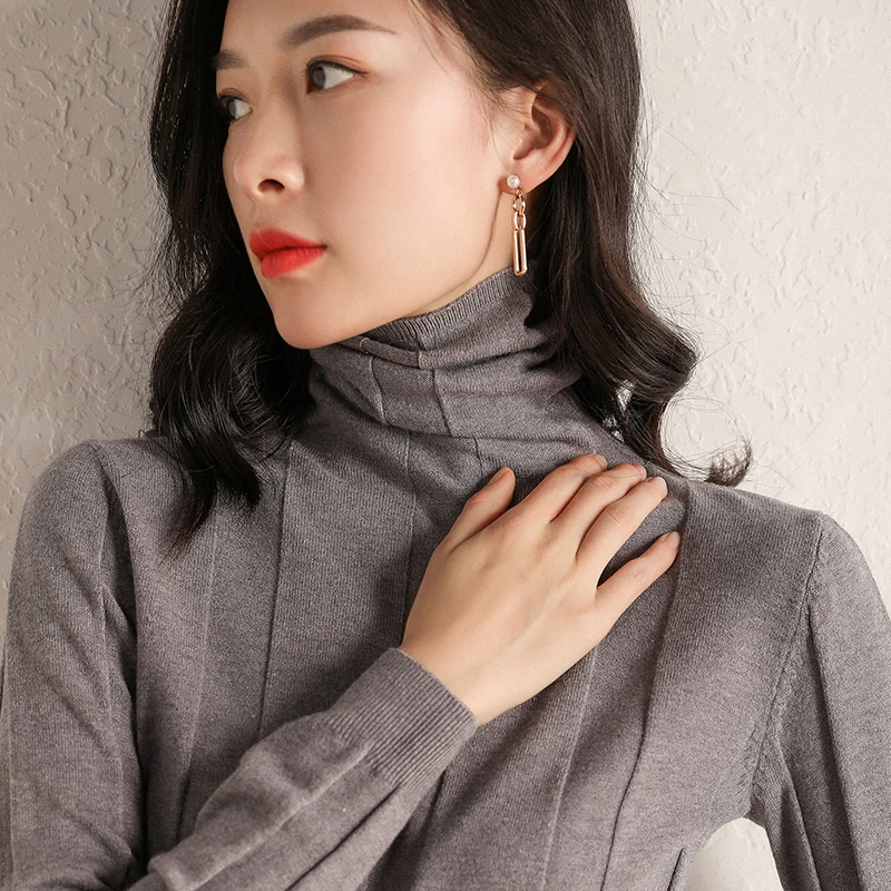 Pile of collar sweater women's solid color bottoming shirt 2018 autumn and winter new pullover turtleneck | Женская одежда