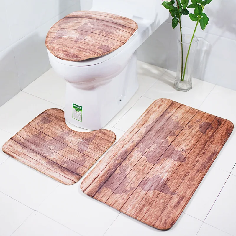 Деревянный узор листьев 3 шт. Ванная комната ковры и коврики комплект