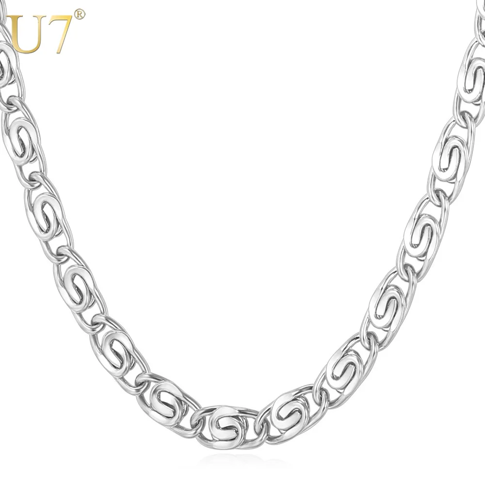 U7 Стальная Улитка Цепь Ожерелье Для Мужчин Ювелирные Изделия Цепочки На Шею Не