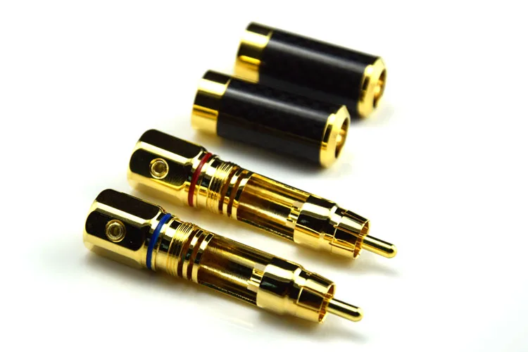 ATAUDIO 4 шт. HIFI RCA штекер Высокое качество углеродного волокна 24 К Позолоченные RCA разъемы