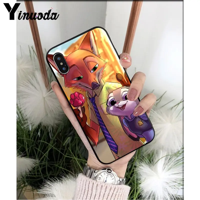 Yinuoda Zootopia Lover fox rabbit DIY раскрашенный красивый чехол для телефона для iPhone X XS MAX 6 6s 7 7plus 8 8Plus 5 5S SE XR