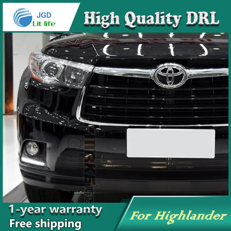 Free shipping !12V 6000k LED DRL Daytime running light case for Toyota Highlander 2015 fog lamp frame Fog Car styling | Автомобили и