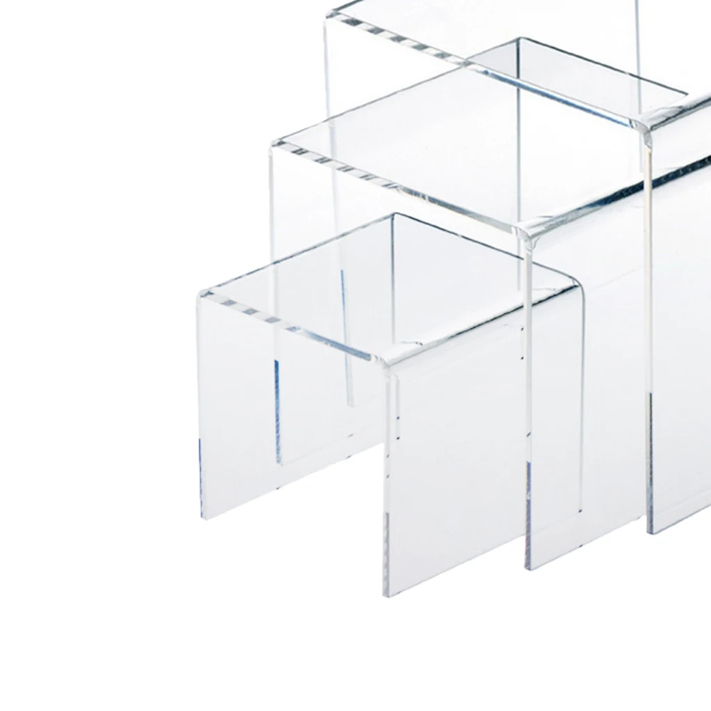 1 Set of 3pcs Top Quality Clear Acrylic Display Riser (3'' 4'' 5'') Jewelry Showcase miniatures Packaging |
