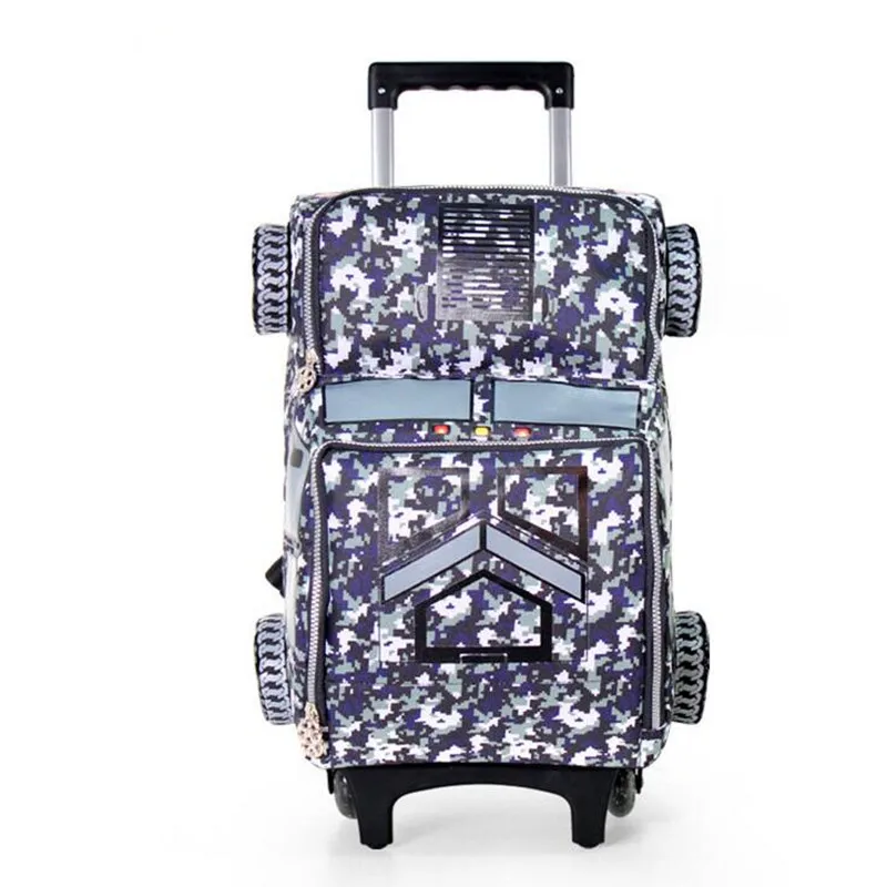 2 Колеса Мальчик Мешок Школы Моды Характер Рюкзак Сумка Тележка Дети камуфляж