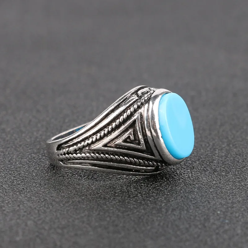 Мужское Винтажное кольцо из смолы черное большого размера с овальным покрытием