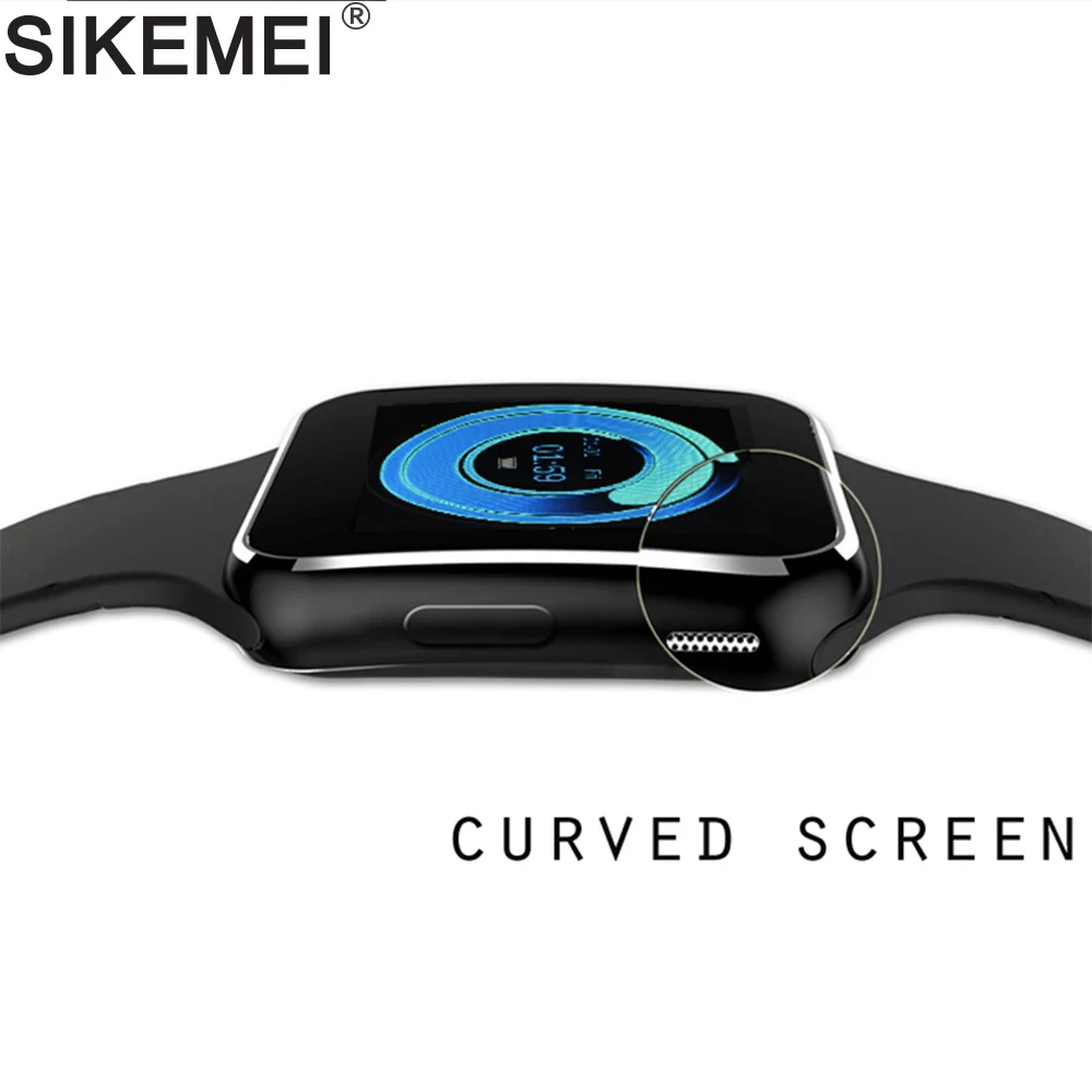 SIKEMEI Смарт часы телефон X6 изогнутый экран Поддержка SIM TF карта Smartwatch мужские Bluetooth