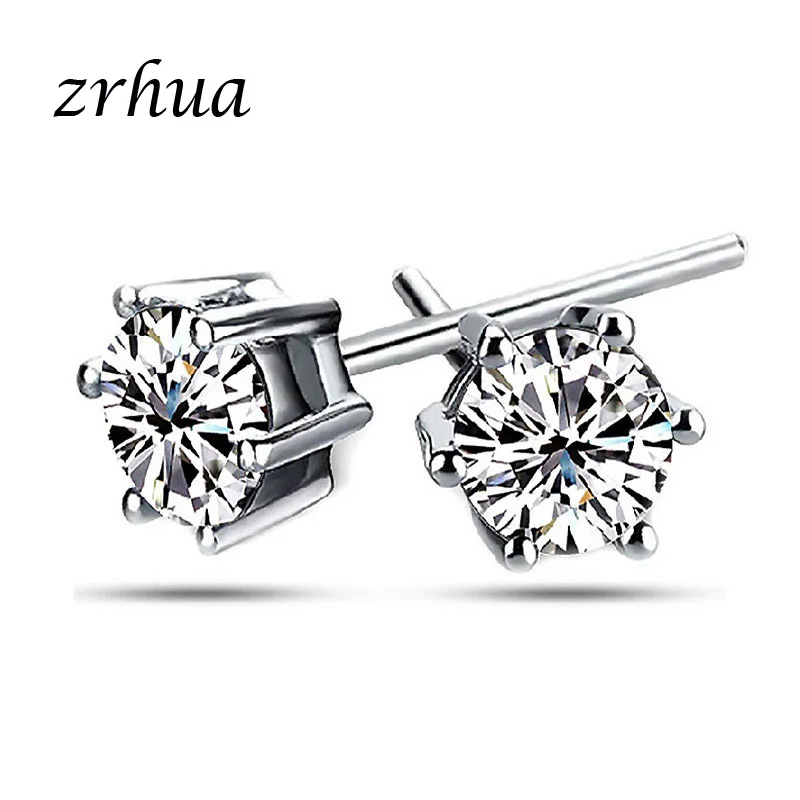 ZRHUA 925 стерлингового серебра круглые серьги гвоздики для женщин и девочек 2018