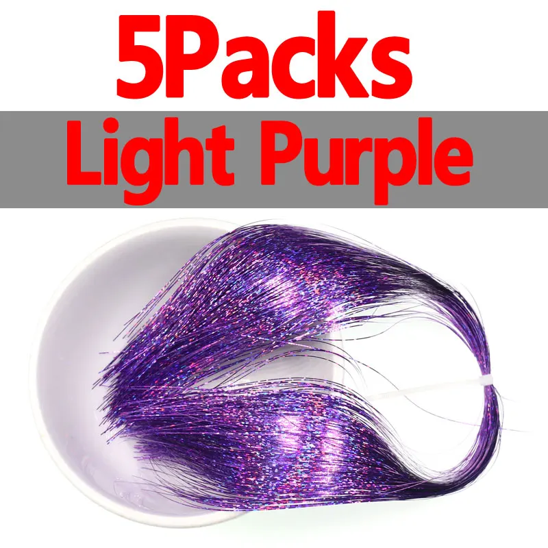 Light Purple 5Packs Bimoo 5 упаковок 0,35 мм Flashabou рыболовные приманки блестящие пучки Связывание Голографическая мишура вспышка для приманка с крючками изготовление материала 120 прядей золото серебро - Цвет: Light Purple 5Packs