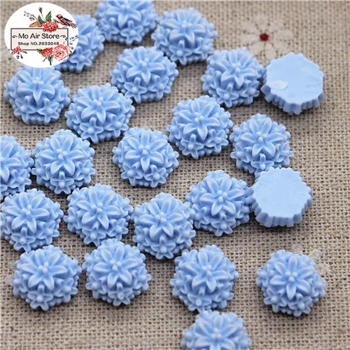 lihgt blue 50pcs 50 шт, 12 мм, винтажный разноцветный Цветочный Кабошон из смолы с плоской задней поверхностью, сделай сам, украшения для телефона, без отверстий - Цвет: lihgt blue 50pcs