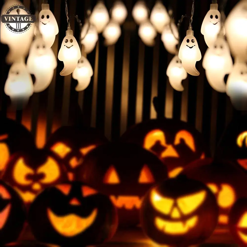 Vintageiii Hallowmas фестиваль украшения сада свет 20 светодиодов Призрак Свет Строка Цепи