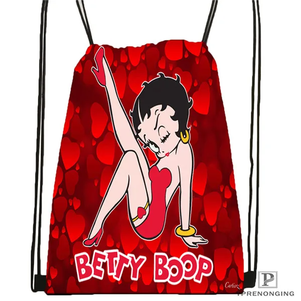 Drawstring Backpack Изготовленная на заказ Betty Boop походная сумка на шнурке для мужчин и женщин милый рюкзак для детей(черная спинка) 31x40 см#180531-01-44 - Цвет: Drawstring Backpack