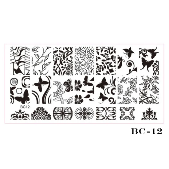 BC12 STZ 1 шт. пластина для стемпинга для нейл-арта шаблон кружева цветок лист Бабочка трафареты печать для ногтей Полировка плесень маникюрные инструменты BC01-20 - Цвет: BC12
