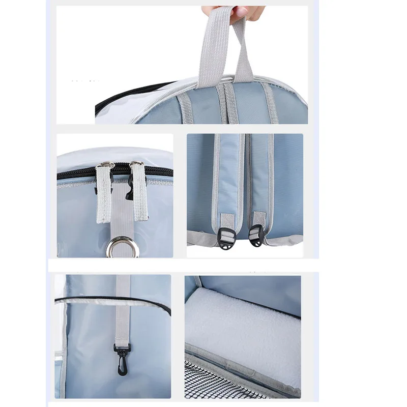 

Plastic Cat Carrier Travel Backpack Small Pet Dog Tote Double Shoulder Bag Breathable Outdoor Pet Capsule Bag with Leash Belt