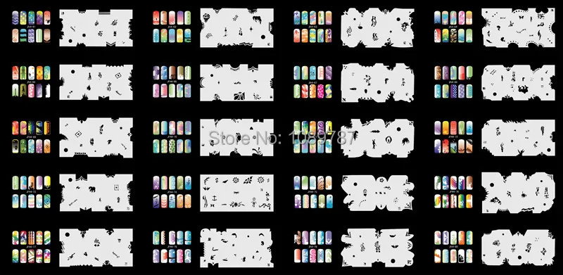 Многоразовые фотообои 320 дизайнов 20 листов шаблона набор 4|airbrush nail art|airbrush setnail art