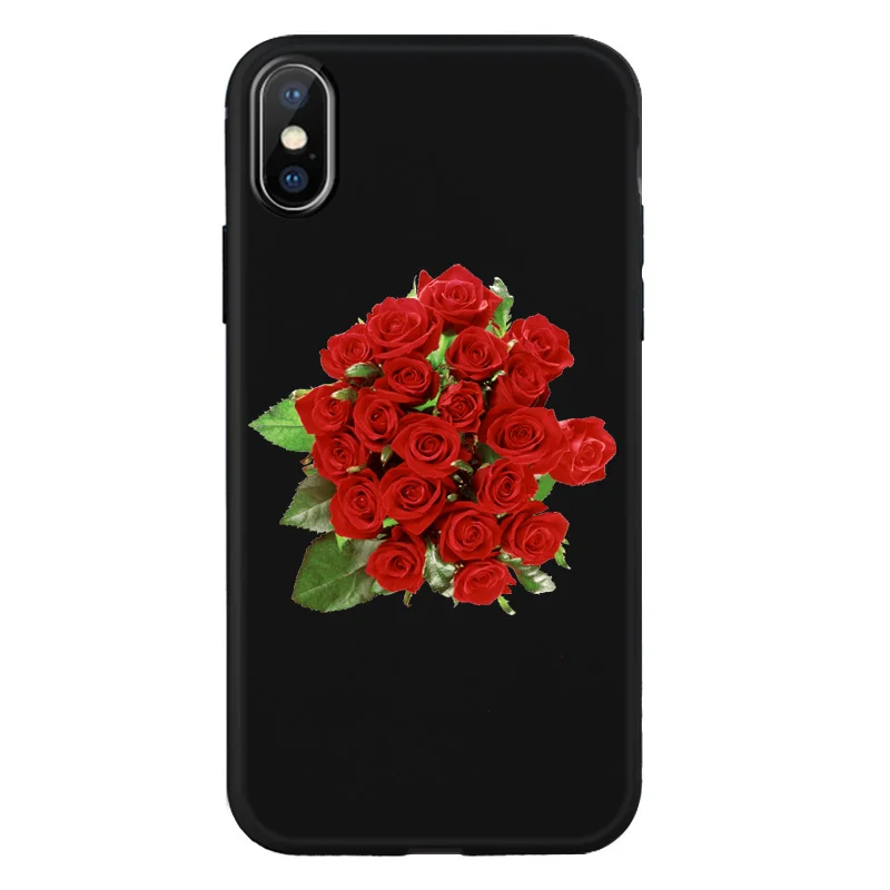 Colorful Brilliant Rose Peony Flowers cell Black phone Cover case for iPhone 8 7 6 6S Plus X XS XR MAX Back Z651 |