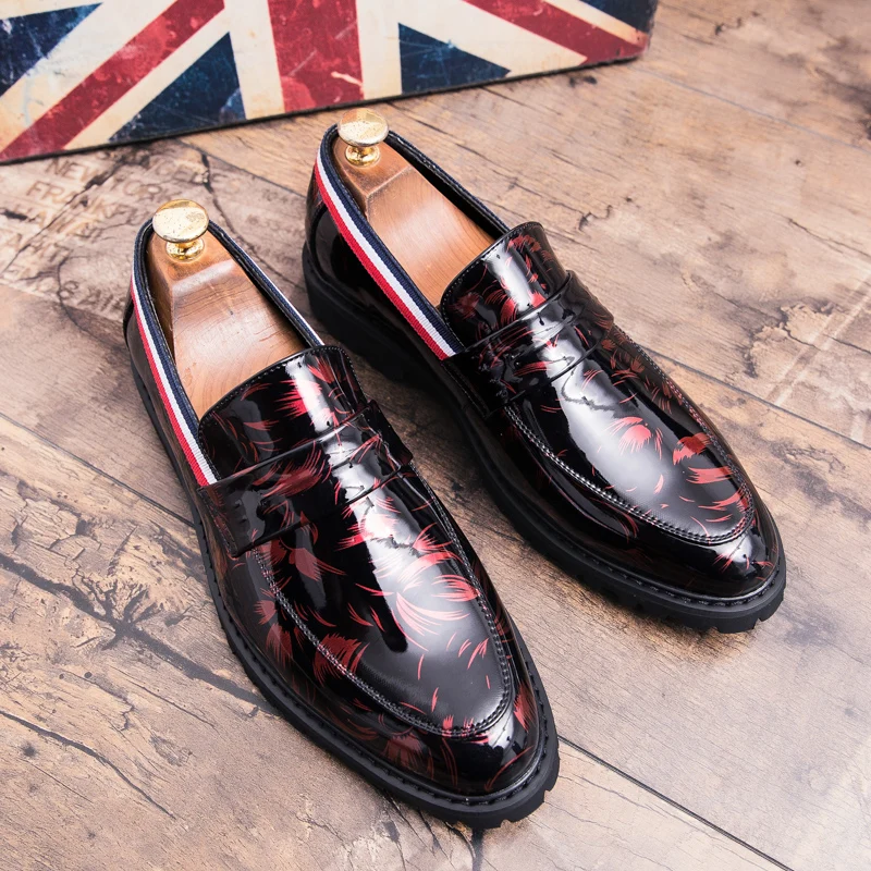 Мужские туфли-оксфорды из лакированной кожи без шнуровки | Обувь