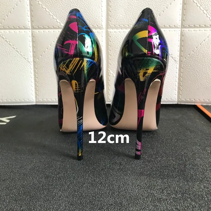 Ботинки на высоком каблуке 10 см с граффити сказочные туфли тонком сексуальные