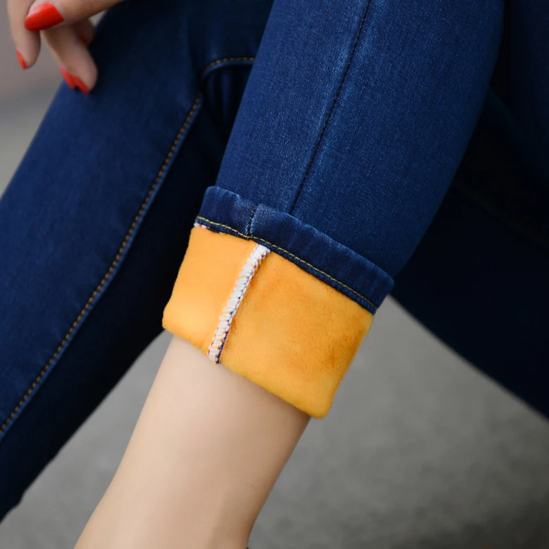 Зимние теплые вельветовые обтягивающие джинсы для женщин большие размеры 34 33