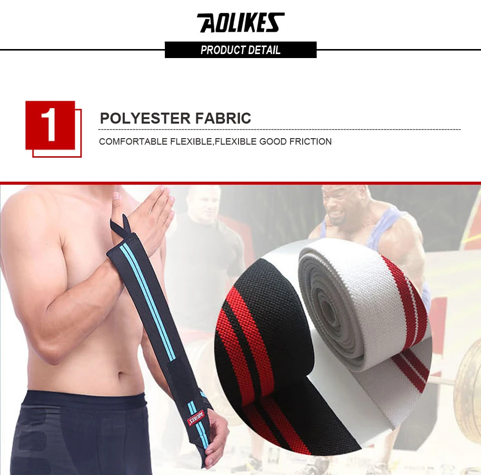 AOLIKES 1 пара Тренажерный зал фитнес тяжелая атлетика нарукавники Powerlifting браслет поддержка эластичные бинты для запястья бандаж повязка