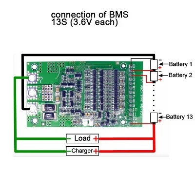 3.6v 25a 13s bms Bms 6s 7s 8s 9s 10s 11s 12s 13s 3,6 v 4,2 v 25a Регулируемый Bms литий-ионный аккумулятор 18650 система защиты платы модуль Pcb Pcm - Цвет: 3.6v 25a 13s bms