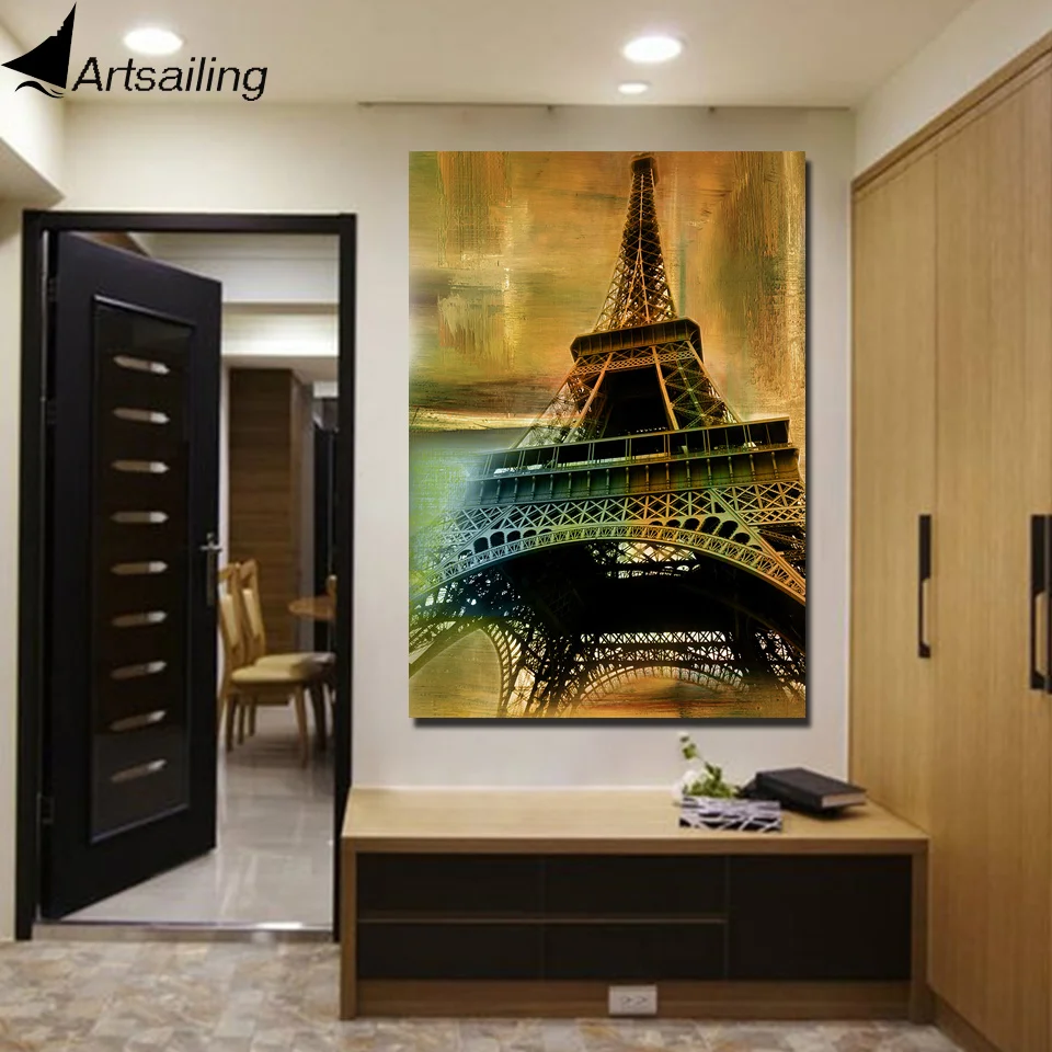 HD с принтом цельнокроеное платье из плотной ткани арт Франция башня Винтаж