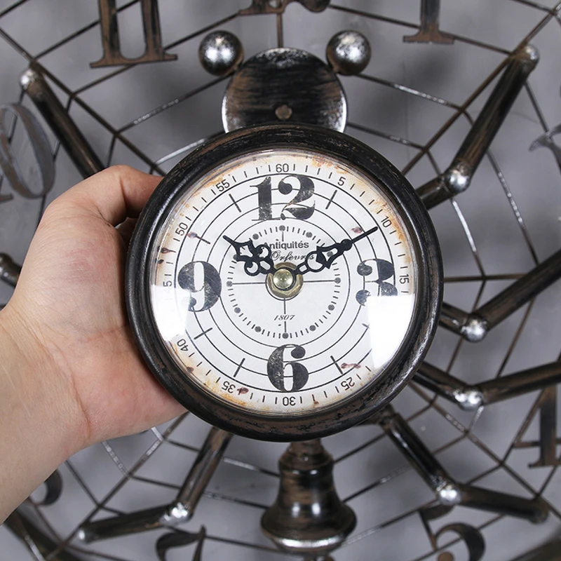 Американские настенные часы в стиле индастриал железная паутина для бара кафе