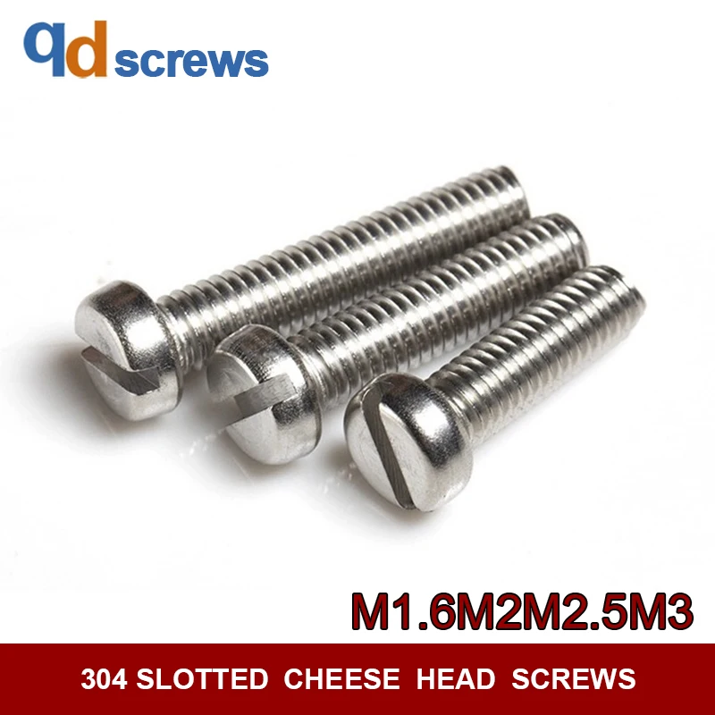 

304 M1.6M2M2.5M3 Slotted cheese head screws slotted round cylindrical head stainless steel screw GB65 JIS B1101.1 DIN84 ISO 1207