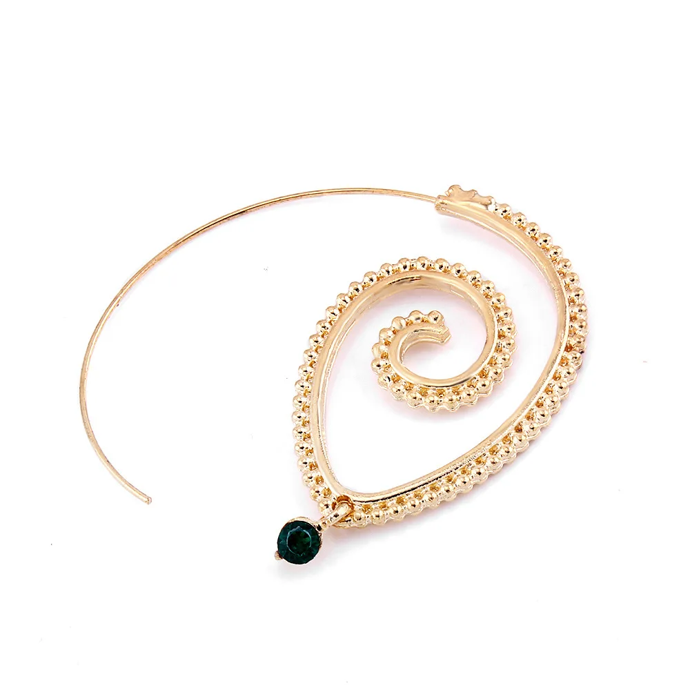 Серьги-кольца Crazy Feng женские винтажные украшения золотого цвета с зеленым